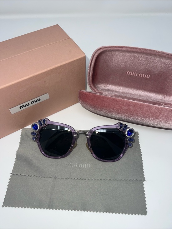 Miu Miu Accessories - Miu Miu 51MM Crystal-Embellished Square Sunglasses in Lilac